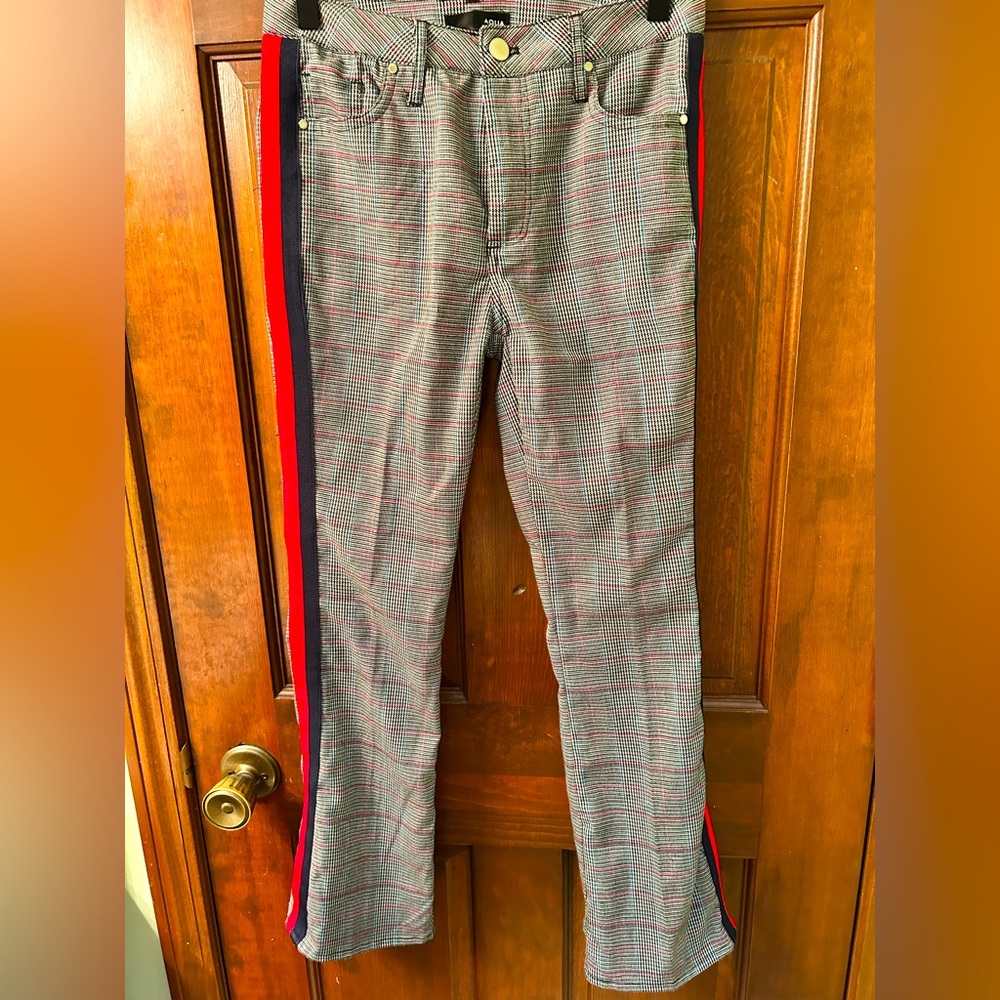 Aqua Plaid Pants with Red and Blue Accents. Size 24